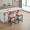 thumbnail image 5 of Set of 2 Modern Upholstered Fabric Counter Height Bar Stools 26 Inch Black Metal Legs for Dining Room Kitchen Island Bar，Orange, 5 of 16