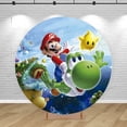 thumbnail image 3 of Fondo de Super Mario Bros, cubiertas redondas, fondo para fiesta de cumpleaños de niños, decoración de juegos de anime, pancarta para baby shower, accesorios de regalo, 3 of 5