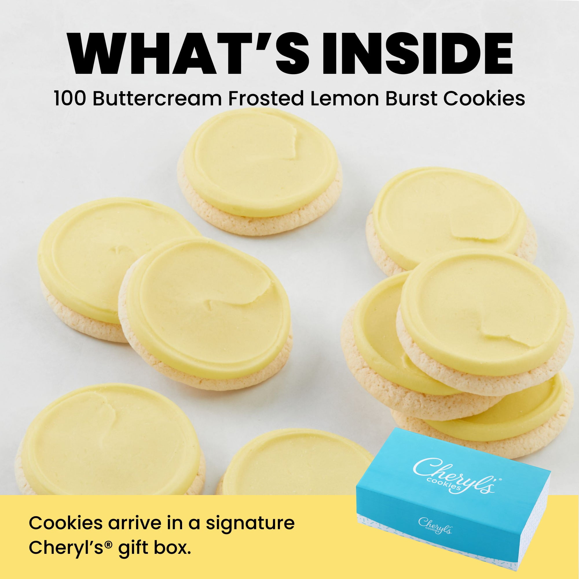Cheryl's Cookies® Buttercream Frosted Lemon Burst Fruit Cookies 100ct Case, Cookies Individually Wrapped, Fresh-Baked, Kosher, Bulk Value Gift Pack, Snack, Treats, Desserts