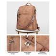 thumbnail image 4 of Mochila y monedero FADEON Leather para mujer, de viaje, color marrón, 4 of 9