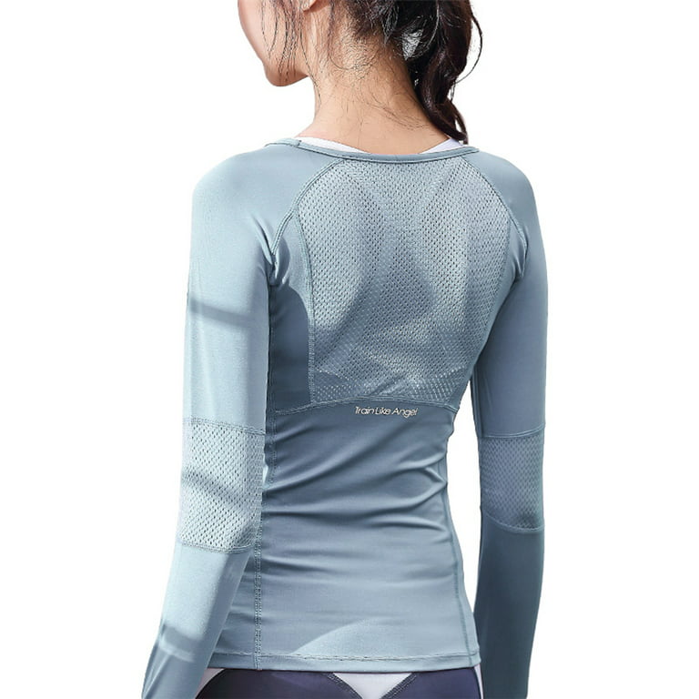 Long Sleeve Breathable Workout Tops for Women Activewear Quick-Drying  Stretchy Slim Fit Thumbhole T Shirt Athletic Running Sports Shirts Dry Fit  Mesh Yoga Gym Top 