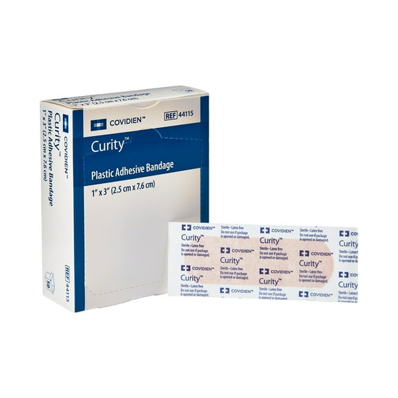 Curity Tan Plastic Adhesive Bandage Sterile 1 x 3" 50 per Box