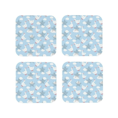 

Tideii Cute Goose On A Blue Sky for Leather Coasters 4 Pieces Anti-fouling and Anti-scalding Decorative Coasters Suitable for Restaurants Kitchens Coffee Shops-Square