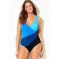 thumbnail image 4 of Swimsuits for All Women's Plus Size Colorblock Surplice One Piece Swimsuit, 4 of 4