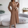 thumbnail image 2 of Wdgfv Robe Maxi à Volants pour Femmes, Plissée en Ligne Fluide, Décontractée pour Affaires, Manches Longues Smockées Modestes pour le Printemps, 2 of 6