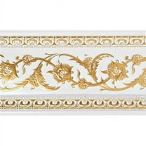 AFD Home 12019635 94 in. Gold on French White Floral Chair Rail, White & Gold
