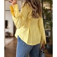 thumbnail image 4 of Women's Button Down Shirts Long Sleeve Dress Shirts Wrinkle Free Collared Work Office Solid Blouses Corset Tops Yellow M, 4 of 9
