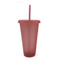 thumbnail image 1 of Billuyoard Taza para beber con tapa y pajita, tapa de plástico PP y botella reutilizable con pajita para bebidas frías, café, jugo, batido Mostrada Rosa claro 710ml, 1 of 5
