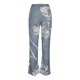 thumbnail image 5 of ICHUANYI Clearance Womens Elastic Waist Stretch Printing Thin Stretch Skinny Button Pants Trousers(Blue, XXL) ICHUANYI WER2023081110466, 5 of 8