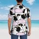 thumbnail image 4 of Fotbe Cute Animal with Cow Camisa Hawaiana para Hombre Unisex – Camisa Casual de Verano con Botones de Manga Corta de Algodón y Lino,Small, 4 of 7
