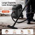 thumbnail image 2 of Commercial Shop Vac, 11 Gallon Wet Dry Shop Vacuum, 5.5 Peak HP Portable with One-Button Self-Cleaning, 1350W Input, 1.25in x 7ft Hose, 20ft Cord, Industrial-Grade for Jobsite, Workshop, 2 of 5