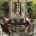 thumbnail image 2 of HAHDAXIA Nappe Ronde d'Extérieur avec Trou pour Parasol - Housse de Table Ajustée en Vinyle Imperméable et Résistante aux Taches avec Endos en Flanelle, Bord Élastique, Convient aux Tables jusqu'à 57 Pouces-68 Pouces de Diamètre, Bl, 2 of 7