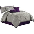 Chezmoi Collection Miki 7piece Luxury Purple Cherry Blossoms Floral Embroidery Bedding