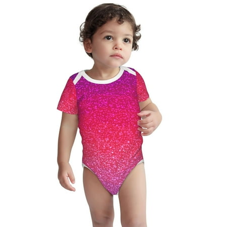 

Kdxio Light Purple Glitter Pattern Unisex Baby Cotton Short Sleeve Bodysuits-2 Years