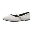 thumbnail image 1 of TOWED22 Women's Shoes Faux Suede Rhinestone Ribbon Square Toe Ballet Flat(Beige,7), 1 of 5