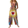 thumbnail image 2 of Valentine's Day Womens Overalls Cute Heart Print Wide Leg Jumpsuits Valentines Baggy Jumpers with Pockets, 2 of 6