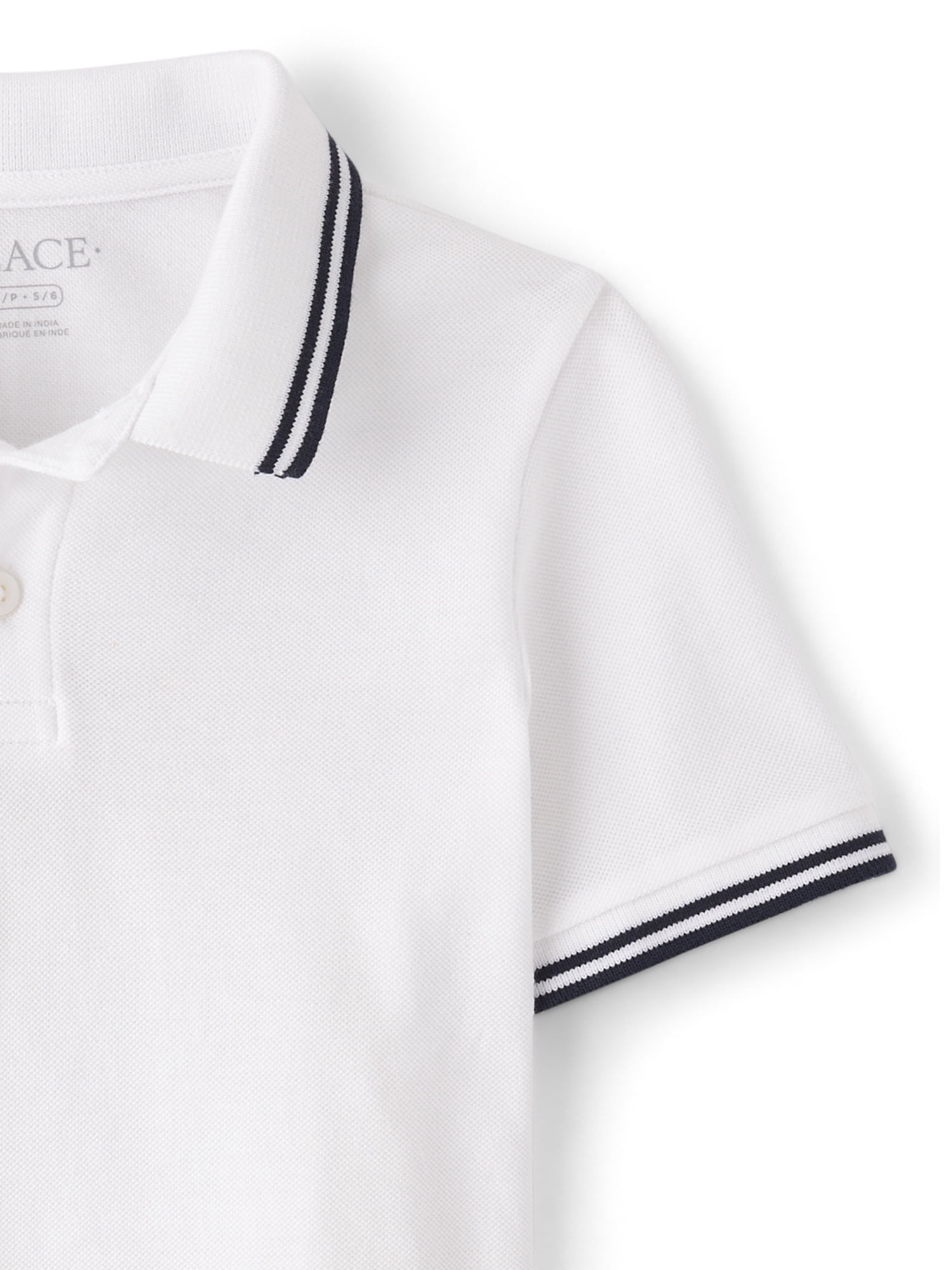 The Children's Place Boys Short Sleeve Tipped Solid Pique Polo, Sizes XS-XXL