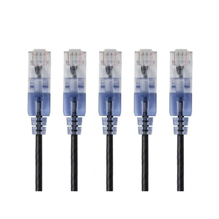 Monoprice SlimRun Cat6A Ethernet Patch Cable - Network Internet Cord - RJ45  Stranded  UTP  Pure Bare Copper Wire  30AWG  6in  Black  5-Pack price history on PriceWatchPro
