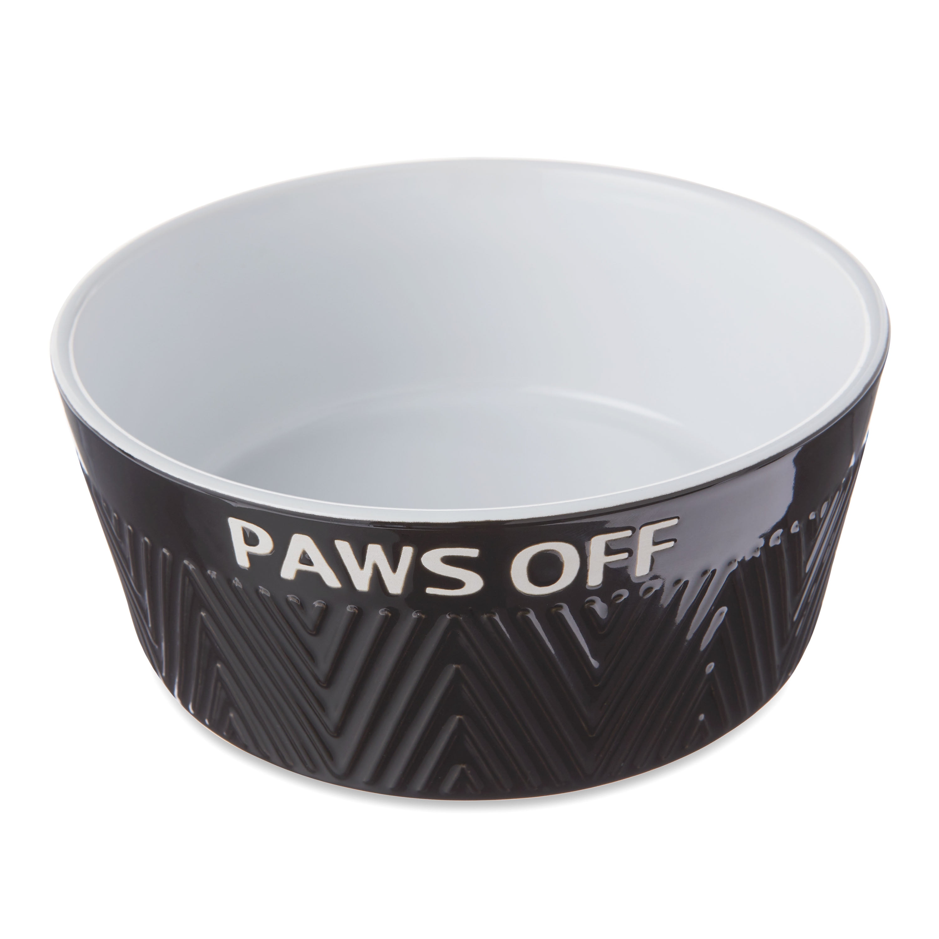 Vibrant Life 'Hangry' Ceramic Dog Bowl, Black, Large