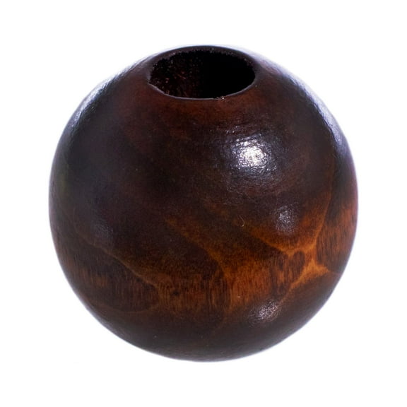 Craft County 1 1/8 Inch Round Dark Wooden Beads from Natural Wood for DIY Necklaces, Bracelets, & More