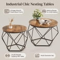 thumbnail image 3 of Blazezo Coffee Table Set of 2 Small Round Side Table with Steel Frame, Hidden Storage Space Stackable End Table for Living Room Bedroom Office, 3 of 8