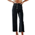 thumbnail image 2 of Hamky Jeans for Women Barrel Jeans Women Women's Wide Leg Jeans High Waisted Stretchy Straight Leg Jeans Buttoned Loose Denim Pants With Pocket Baggy Pants Work Pants Women Black L, 2 of 8