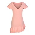 thumbnail image 3 of Edvintorg Mini Dresses for Women Summer Sexy Solid Casual Round Neck Short Sleeve Ruffles Dress Vacation Outfits for Women, 3 of 5
