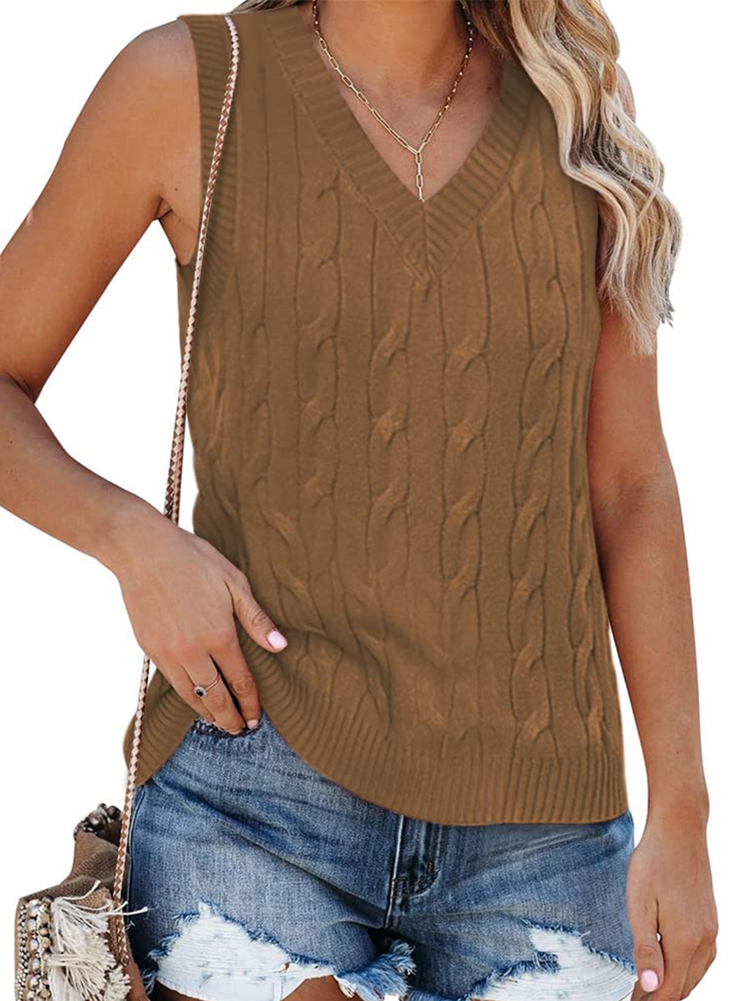 Sherrylily Women Sleeveless Sweater Vest VNeck Vintage Knitted Casual