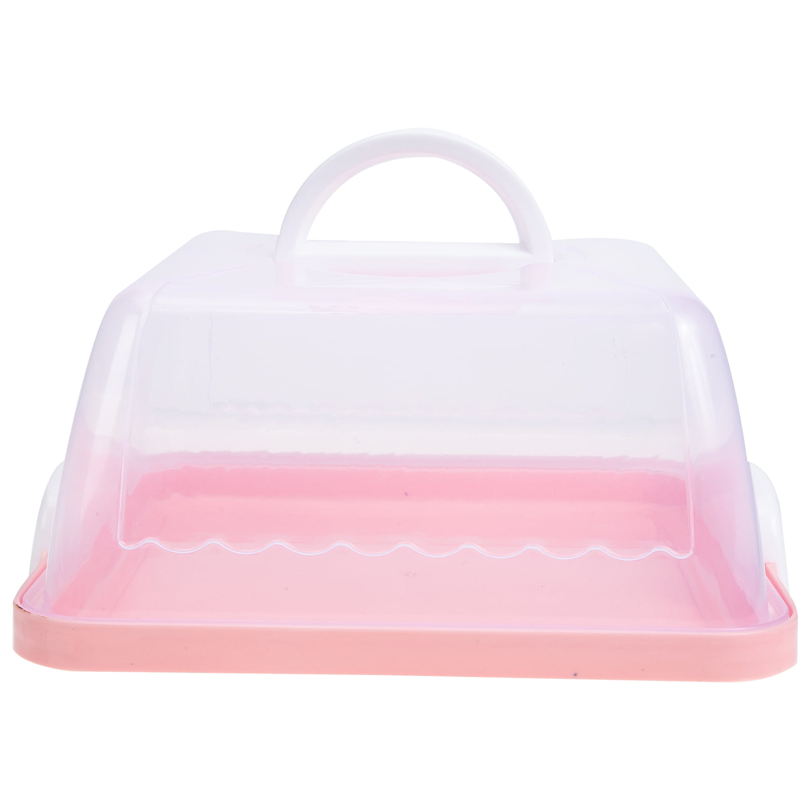 IBASETOY 8'' Square Cake Box Portable Dessert Carrier, Plastic Portable Bread Box With Handle, Small Clear Cake Packing Container For Transparent (25x25x12cm)