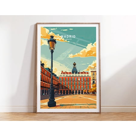 Madrid Spain City Birthday Home Decor Wall Art V4, Unframed Paper Print Size 8x12