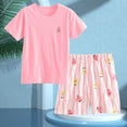 thumbnail image 2 of Nwiuh Toddler Baby Girl Summer Clothes Ruffle Ribbed Knit Short Sleeves T-Shirt Tee Tops + Shorts Cute Outfits Set (Pink, 13-14 Years), 2 of 7