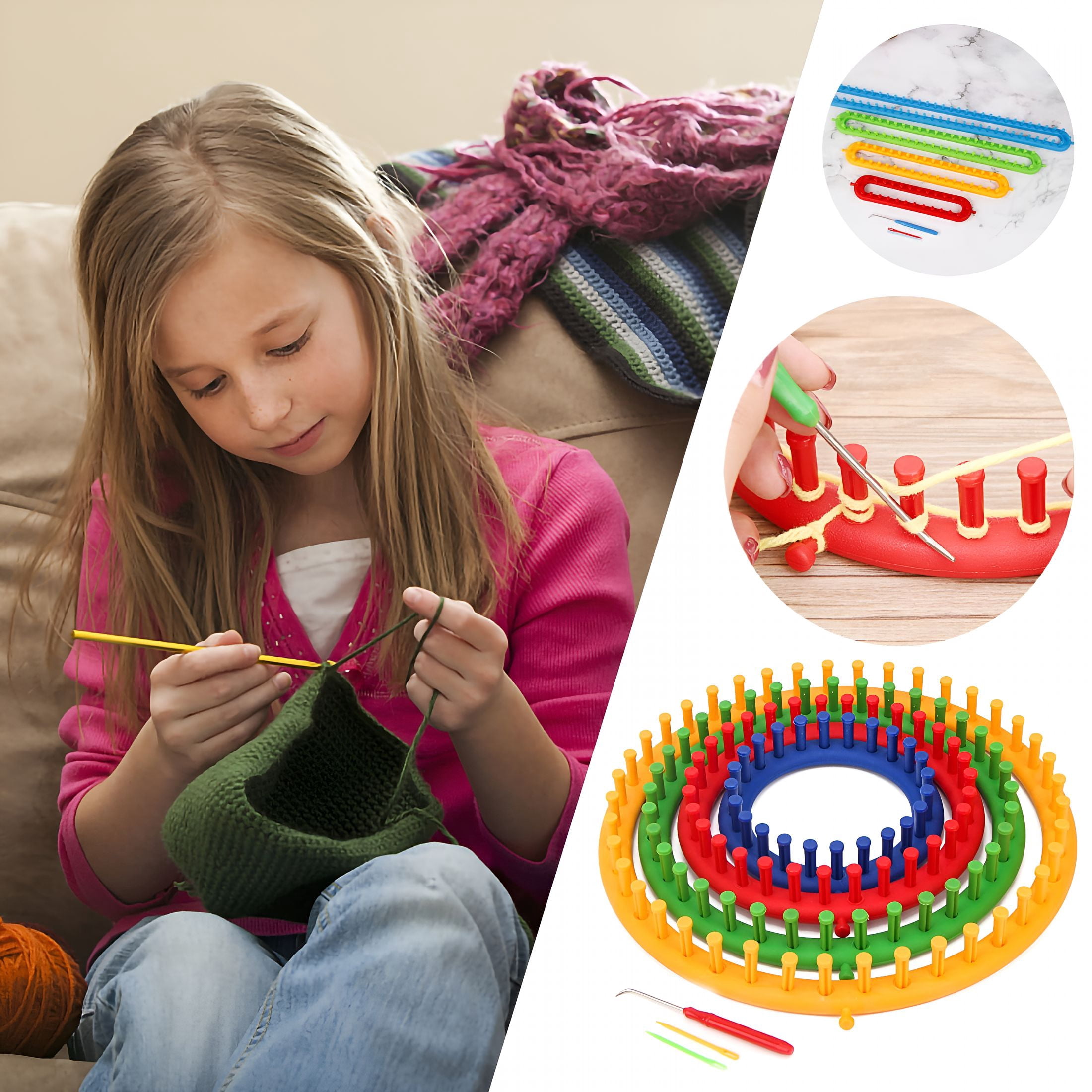 TUWAFE 2026 New Round Knitting Loom Set with Hanger and Pompom Maker-Diy Craft Tool for Beginners to Create Scarves Hats and Homemade Accessories