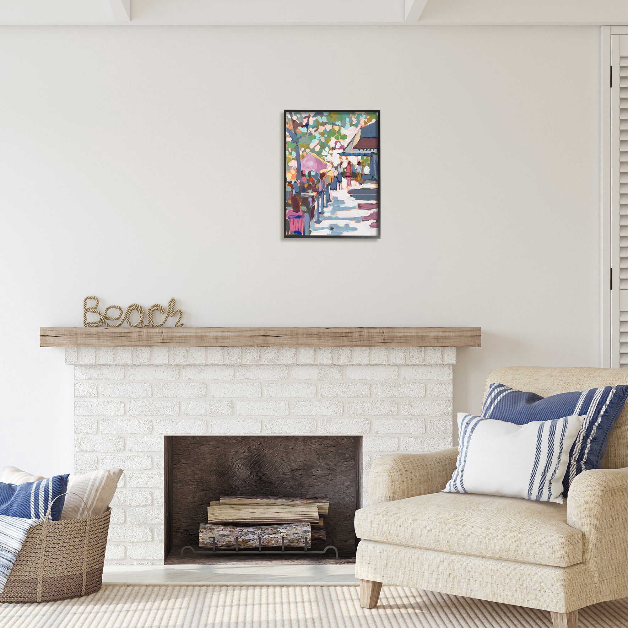 Stupell Industries Abstract City Market Abstract Painting Black Framed Art Print Wall Art, 16 x 20