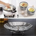 thumbnail image 4 of cestas vaporeras plegables para verduras con 4 patas de acero inoxidable de 14 a 23 cm de diámetro para cocinar verduras, alimentos o frutas., 4 of 5