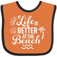 thumbnail image 3 of Inktastic Life is Better at the Beach with Sunshine Seashell and Palm Trees Boys or Girls Baby Bib, 3 of 4