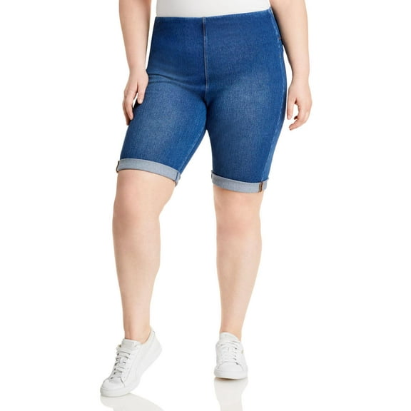 Lysse Womens Plus Cuffed Midi Denim Shorts