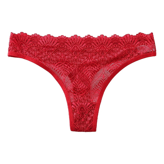 PMVFHDE Culottes String Sans Coutures en Dentelle Taille Basse pour Femmes Culottes Sans Coutures de Couleur Unie Rouge