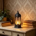 thumbnail image 3 of Hexagonal LED Electronic Candle Light with Black Metal Frame Vintage Indoor Patio Hanging Ambient Decor Lamp, 3 of 6