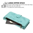 thumbnail image 3 of Magnetic Clasp Flip Stand Case for iPhone 17e with Lanyard 5-Card Holder  Butterfly Flower Multi-card Zipper Wallet Leather Phone Case,Mint Green,For iPhone 17e, 3 of 8