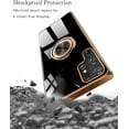 thumbnail image 2 of Compatible with Samsung Galaxy S22 Ultra 5G Case Ring Holder Kickstand Magnetic Phone Case Soft Silicone Shockproof TPU Scratch Resistant Protective Cover, 6.8 inch - Black, 2 of 7