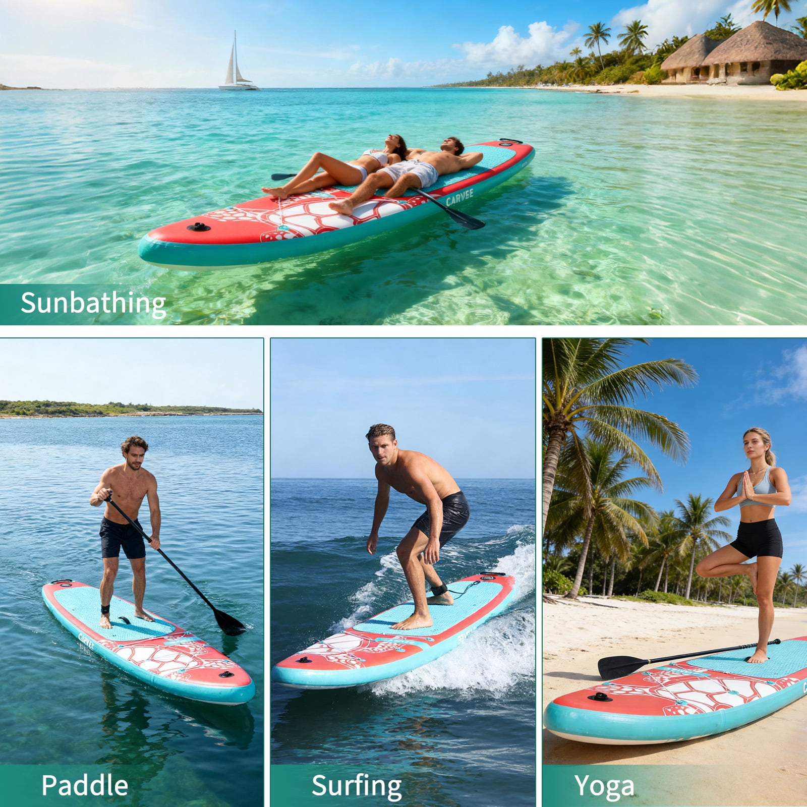 11'5" Inflatable Stand Up Paddle Board with Premium SUP Accessories, Anti-Slip EVA Deck, Built-in Camera Mount, Wide & Stable Design Paddle Boards for All Skill Levels