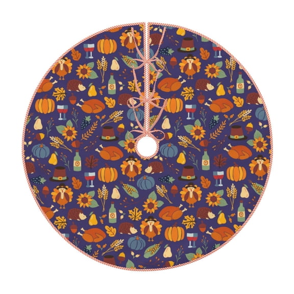 Xecao Thanksgiving Turkey 2 Pattern Christmas Tree Skirt Holiday Part Decorations for Christmas Tree, Farmhouse Christmas Decor Xmas Holiday Home Party Decorations-48"