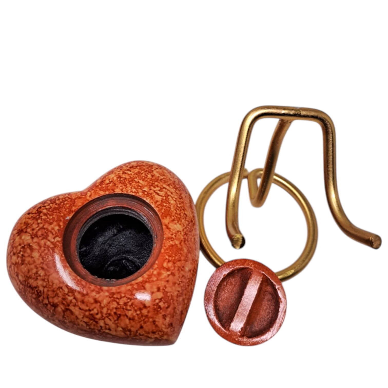 SMIURNS Custom Engraved Heart-Shaped Orange Speckled Memorial Urn Keepsake Cremation Urn for Human or Pet Ashes - Includes Gold Display Stand and Red Velvet Gift Box