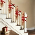 thumbnail image 4 of Christmas Wreath Upside Down Staircase Door Hanging Christmas Gold And Red Rattan Ornaments Artificial Flower Wreath, 4 of 6