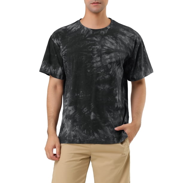 Camisetas de hombre INSPIRE CHIC para el Día del Padre, de manga corta, verano, camiseta de teñido anudado, camisetas impresas hip hop, M, negro y gris