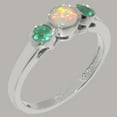 thumbnail image 2 of LBG British Made 18k White Gold Opal & Emerald ring Womens Anniversary Ring - 33 size options - Size 11.75, 2 of 7