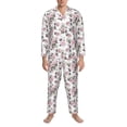 thumbnail image 3 of Sikiie Rose Flowers Mens Pajama Set, Soft Warm Long Sleeve Sleepwear, Cozy Button-Down Pjs for Men-Medium, 3 of 7