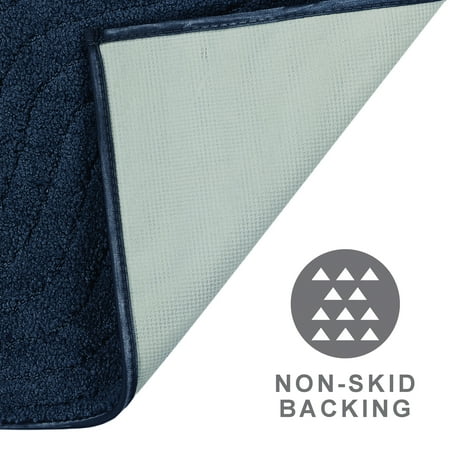 Mainstays Tufted Waves 2 Piece Bath Rug Set, Blue Cove, 17 x 24 & 20 x 30