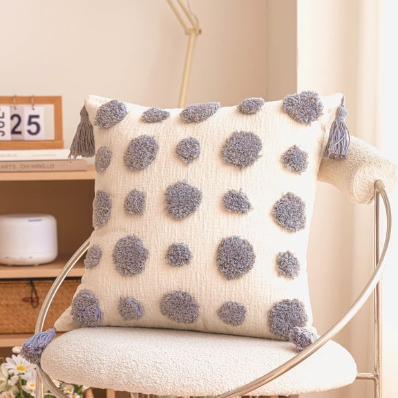 Nvzi Fundas de almohada bohemias súper suaves, cojines decorativos para sofá de primavera, cojín para sala de estar, 18 x 18 pulgadas, gris