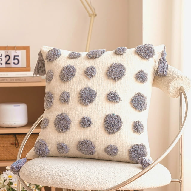Nvzi Fundas de almohada bohemias súper suaves, cojines decorativos para sofá de primavera, cojín para sala de estar, 18 x 18 pulgadas, gris